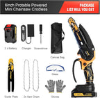 Mini Chainsaw, 6-inch Cordless Electric Mini Chainsaw, Portable Handheld Chain Saw for Tree Pruning Shearsand Garden Maintenance, Best Father's Day Gift for Men Dad Husband（Yellow)