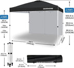 OASISHOME Pop-up Portable Outdoor Canopy Tent 10'x10' Instant Gazebo, with 1 Sidewall, Carry Bag, Stakes, Ropes, for Outdoor/Beach/Patio/Wedding Parties and Commercial Events (10FTx10FT, Black)