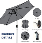 SUNVIVI OUTDOOR Outdoor Patio Umbrella, Patio Umbrella, Market Umbrella, Large Outdoor Umbrella, Metal Pole Umbrella with Push Button Tilt and Crank, Polyester Canopy