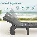 Outdoor Chaise Lounge Chairs with Table, 2-Piece, 26.8” Super Wide Lounge Chair Outdoor, HDPS Pool Chairs with 5 Positions, Patio Lounge Chair with Wheels for Pool,Lawn,Backyard, Dark Gray