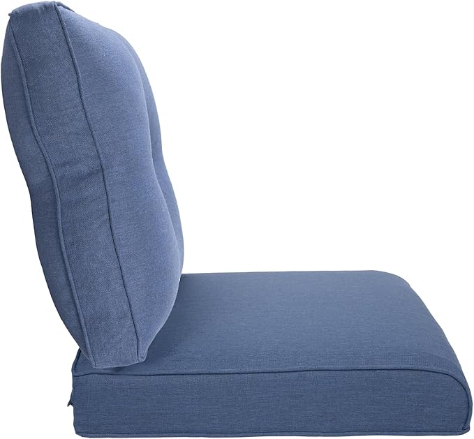 Pop 22x25/22x24 Outdoor Furniture Cushions Set of 6 - Comfortable Patio Chair Cushion for Rattan Wicker Dining Rocking Swivel Chairs Loveseat Couch L-Shape Sectional Sofa - Navy Blue/Button