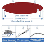 ECOOPTS 16 ft Waterproof Round Polyester Pool Cover for Above Ground Pools, Swimming Pool Cover Protector Winter Safety Cover (Red)