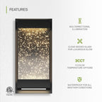 ASD LED 12 Inch Bubble Glass Wall Light Fixture | 22W 500LM 3000K-5000K 120V | 3CCT, Waterproof, Dimmable, Up-Down Glow, ETL Listed | Exterior Flush Mount Sconce, Outdoor-Indoor Lighting | Black