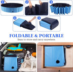 Foldable Dog Pool, Portable Pet Bath Tub and Kiddie Swimming Pool, Collapsible Bathtub for Puppies, Small, Medium and Large Dogs, Cats and Kids, 63 x 12 in, Blue