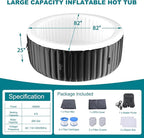 82" X 82" X 25" Hottub, 4-6 Person Inflatable Hot Tub, Portable Blow Up Hot Tub Round Portable Outdoor Spa with 130 Bubble Jets and Heater Pump, Filter