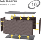 Kingdura 110 Gallon Outdoor Storage Box, Waterproof Resin Deck Box for Indoor and Outdoor Use, Lockable Storage Container for Patio Furniture Cushions Garden Tools (Coffee, 110 Gallon)
