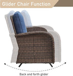 HUMMUH Patio Furniture 7-Piece PE Wicker Outdoor Conversation Set,All-Weather Rattan Swivel Chairs with Ottomans Glider Loveseat for Backyard,Poolside,Deck
