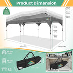 COBIZI 10x20 Pop Up Canopy Tent with 4 Sidewalls, Instant One-Push Setup, Commercial Canopy with Air Vent & Reflective Strip, UPF 50+ Waterproof Party Tent with Sandbags & Stakes for Events (Gray)