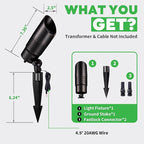 RGBCW Landscape Spotlights Low Voltage - Smart Color-Changing LED 12V Uplights, Spot Lights Outdoor Waterproof, App Control Works with Alexa, Aluminum Black for Outside Trees Wall 4 Pack