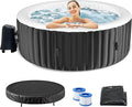 LILYPELLE 4-6 Person Inflatable Hot Tub, Large Round Portable Bathtub with 130 Bubble Jets, Outdoor Spa Set Included Heater Pump, Filter and Spa Cover, 82" X 82" X 25"