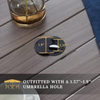 VICLLAX 5 Pieces Patio Dining Set - 41.2" Round Outdoor Table and Swivel Padded Chairs, Grey Wood Grain Tabletop and Sandshell Fabric