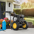 BLUBERY 3600 PSI Gas Pressure Washer, 2.7 GPM Heavy Duty High Power Washer, 30Ft Pressure Hose&Soap Tank,5 Pressure Nozzles,Black