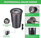 Outdoor Well Lights Low Voltage - 12V LED Inground Fixture, Bright 5 Colors Ground Landscape Lighting, Wired ORB Aluminum for Sideway Pathway Patio 9W 700LM 12 Pack