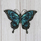 LIFFY Metal Butterfly Wall Decor Glass Outdoor Wall Art Sculptures 12" Hanging Garden Decorations Indoor Home Decorative Ornaments for Patio Yard Fence Bedroom Living Room
