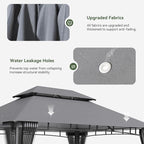 AOXUN Outdoor Gazebo for Patio 10x13, Metal Frame Canopy with Double Roofs, Heavy Duty Party Tent and Shelter with Mosquito Nettings for Backyard, Lawn, Garden, Deck (Gray/no Privacy Screen)