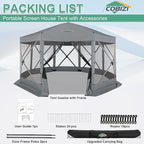 COBIZI 15x15ft Extra Large Pop-Up Gazebo Canopy Tent with Mosquito Netting, Spacious Easy Set-Up Screened Shelter, Durable Outdoor Pavilion with Ground Stakes, Perfect for Patio, Backyard,Gray