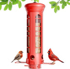 Squirrel Proof Metal Bird Feeder, Removable Base for Cleaning, Weight Activated Perches, 3 Lbs Capacity, Weatherproof & Rust Proof, Outdoor Hanging Bird Feeder for Cardinals, Finches