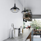 HMVPL Plug In Hanging Light Fixtures, Black Cage Plug In Pendant Light, Metal Outdoor Chandelier for Gazebo Porch, industrial Farmhouse Hanging Lamp for Kitchen Island Dining Room Bedroom Sink Hallway