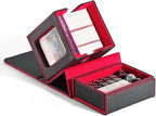 ZLCA MTG Commander Deck Box with Display Window, Deck Box Holds 100 Double-Sleeved with Dice Tray & 35pt Magnetic Card Holder（Black& Red）