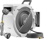 SILVEL Retractable Garden Hose Reel – 5/8 in x 75FT Heavy Duty Automatic Hose Reel Wall Mounted, Upgraded UV Resistant with 10 Pattern Nozzle, Any Length Lock & Slow Return System, 180°Swivel Bracket