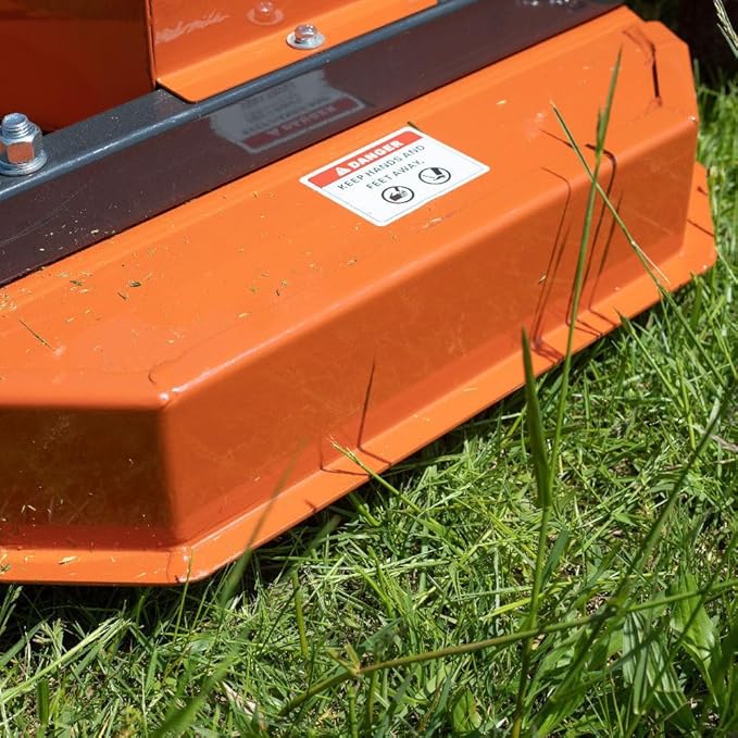 Titan Attachments 3 Point PTO Finish Mower, 60" Cutting Width, Cat 1 Hookup, Orange Finish, Rear Discharge, Pull Behind Mower for 25-40 HP Tractors, Low-Noise Cast Iron Gearbox