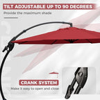 Grand patio 11FT Cantilever Umbrella with Base Outdoor Round Aluminum Offset Umbrella for Garden Backyard (Red, 11 FT)