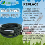 119-8820 1/2" W X 141.5" L Deck Belt for Toro TimeCutter SS5000 MX5000 5000 MX5060 75750 Exmark Quest Toro Zero Turn Mowers with 50 Inch Decks 119-8820-SL Deck Belt 114-0453 GX21833 GX20571