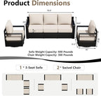 Outdoor Patio Furniture Set, 3-Piece Aluminum Patio Conversation Set All-Weather Metal Outdoor Sectional with 6 Inch Thick Cushions, Deep Setting for Garden, Outside and Porch