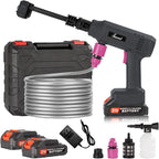 Power Washer,1200 PSI Cordless Pressure Washer with 2×21V Battery&6-in-1 Multi-Function Nozzle,Portable Pressure Washer Suitable for Cleaning Vehicles, patios, Glass, Floors, and Watering Plants