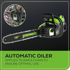 Greenworks 80V 18" Brushless Cordless Chainsaw (Great For Tree Felling, Limbing, Pruning, and Firewood), 75+ Compatible Tools, 4.0Ah Battery and Charger Included