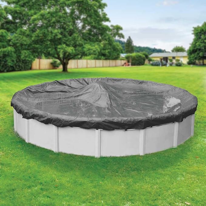 Robelle 18 ft Ultimate Charcoal Winter Pool Cover for Above Ground Pools, 4 ft Overlap (22 ft Cover Size), Solid 14 x 14 Scrim, 5.2 oz/yd2, 20-Year Warranty, Style: 5118-4