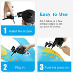 Electric Air Pump for Inflatables,Portable Quick-Fill Air Pump with 3 Nozzles,110-120V, Inflator & Deflator Pumps for Outdoor Camping, Air Mattress Beds,Boats,Inflatable Cushion,Couch,Pool Floats