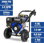BILT HARD Gas Pressure Washer, 3500 PSI 2.5 GPM, Gas Powered Pressure Washer with Copper Pump, Spray Gun and Extension Wand, 5 Quick Connect Nozzles, for Cleaning Cars, Homes, Driveways, Patios