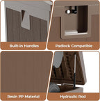 130 gal Brown Resin Deck Box, Outdoor Storage Box Waterproof Lockable, Patio Deck Box For Package Delivery, Outside Storage Box Container for Furniture Cushions, Garden Tools, Pool Accessories