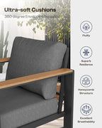 Aluminum Outdoor Patio Furniture Set with Coffee Table, 5 Piece Patio Conversation Sets with Washable Thick Cushions, Outdoor Sectional Furniture Set for Porch, Balcony, Deck, Yard, Graphite