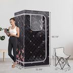 Smartmak Portable Far Infrared Sauna, Full Size Indoor Sauna Tent, Personal Infrared Sauna Spa for Home, with Heated Footpad and Reinforced Chair (Gray, 33.88" x 33.88" x 66.59")