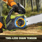 SEYVUM Brushless 40V 16 Inch Chainsaw with 2 x 4.0Ah Batteries, Electric Chain Saw Cordless with Tool-free Chain Tension, Auto Oiling, Heavy-Duty for Tree Felling, Firewood Cutting, Pruning