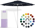 Midtown Umbrellas Push Pop Sunbrella Umbrella 10 Feet Large Outdoor Umbrella With Canvas Navy Acrylic Fabric - Deck Patio Umbrella, Backyard Umbrella, Garden Umbrella & Pool Umbrella - Black Pole
