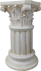 Exquisite Magnesium Oxide Corinthian Greek Column Pillar with Stand Base Pedestal for Indoor Outdoor Garden Backyard Courtyard Patio Office Decor23.9’’High,White