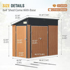 8x4 Ft Outdoor Storage Shed, Metal Garden Shed with Floor, Triple Lockable Doors & Vent, Multi-Used Shed for Backyard, Patio, Lawn and Tool & Bicycle Storage