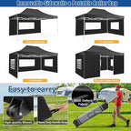 HOTEEL 10x15 Pop up Canopy Tent for Parties, Heavy Duty Easy Setup Tent with 4 Sidewalls, Outdoor Commercial Instant Gazebo for Wedding Event, with Roller Bag & Sand Bags, Black(Hexagonal Frame)