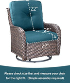 Pop 22x25/22x24 Outdoor Seat Cushions Set of 2 - Comfortable High Back Water-Resistant Patio Wicker Chairs Cushion for Rocker Glider Loveseat Couch Sectional Sofa - Peacock Blue/Button