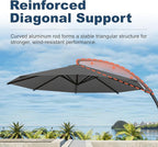 12FT Cantilever Umbrella with Base Large Curvy Outdoor Aluminum Offset Umbrella w/ 360° Rotation, UV Resistant Canopy for Patio, Garden, Backyard, Grey