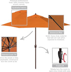 California Umbrella 9' Round Sunbrella Aluminum Outdoor Deck, Pool or Patio Umbrella, Crank Lift, Auto Tilt, Bronze Pole, Tuscan