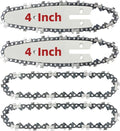 4 Inch Mini Chainsaw Chain and Bar for Replace Blade Pruner Mini Chainsaw Hand Held 4 Inch Cordless Chainsaw Chains 1/4"LP .043" Gauge 28 Drive Links for Wood Cutting [4Chains + 2Bars]
