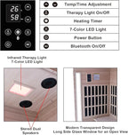 Far Infrared Home Sauna 1 Person, 1000W 110V Dry Indoor Sauna Okume Wood with 4 Heating Panels, Bluetooth Speaker, LED Lights and Glass Door, Room: 37.8 x 30.3 x 65.4 inches