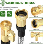 TOOLCY Garden Hose 50FT x 1/2inch, 304 Stainless Steel Garden Hoses, Heavy Duty Metal Water Hoses for Outdoor Flexible, No-Kink & Tangle, Puncture Resistant