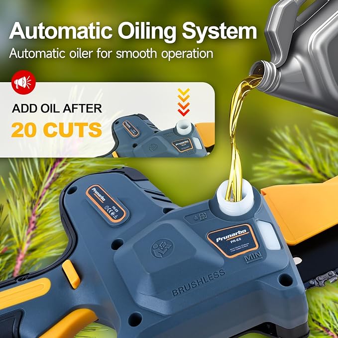 2 In 1 Mini Chainsaw 8 Inch Cordless Hand-Held Electric Chain Saw with Pole Compatible with Makita 18V Batteries Branch Cutter 8000mAh Battery PR-E8-Set