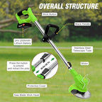 ALSO GO Electric Weed Wacker Grass Trimmer, 3 in 1 Weed Eater Battery Powered, Cordless Trimmer with 2pcs 24V Batteries, Stringless Lightweight Lawn Edger Brush Cutter for Lawn Garden Yard