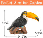 Real Toucan Statue, Vibrant Colorful Outdoor Bird Decor - 14.2" Resin Animal Sculpture,Waterproof & Weather-Resistant, Perfect Garden Patio Yard Ornament, Tropical Tiki Bar Accent,Gift for Bird Lovers